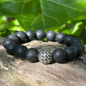 12mm stretchable lava stone bracelet‎